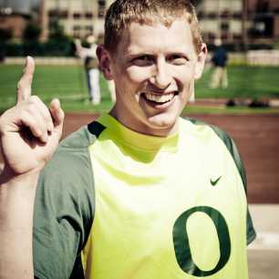 Cyrus Hostetler after setting a meet, school and PAC-10 record in the javelin throw.